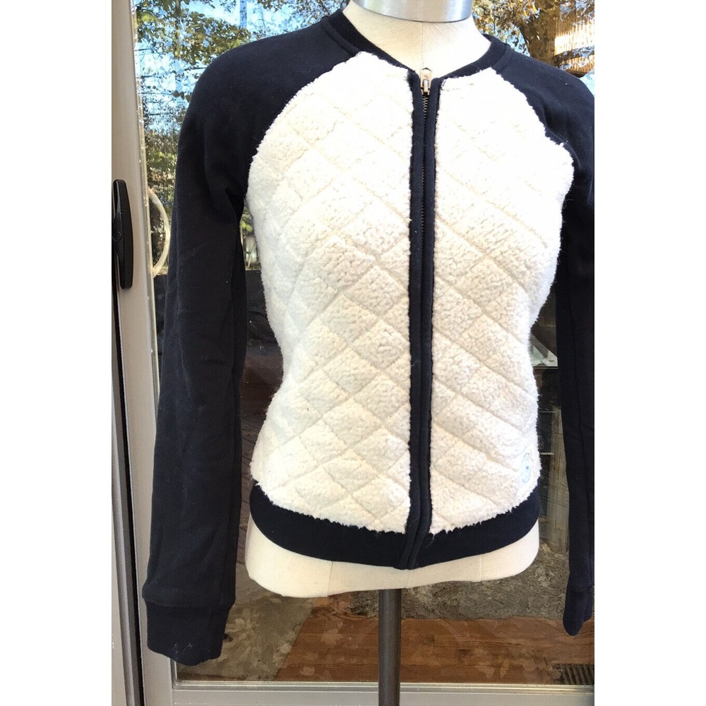 Abercrombie Kids girls L 11 12 jacket white black cotton blend sherpa Sweater